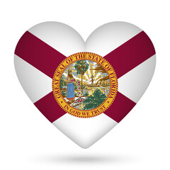 Florida flag in heart shape. Vector illustration.