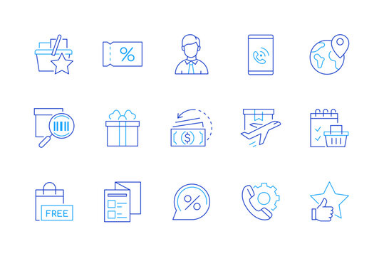 Purchases of goods - set of modern line design style icons