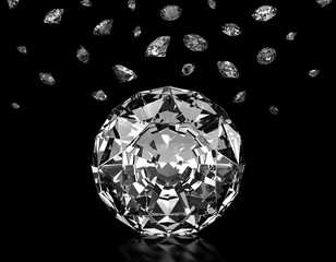 diamonds on black background high quality, top view