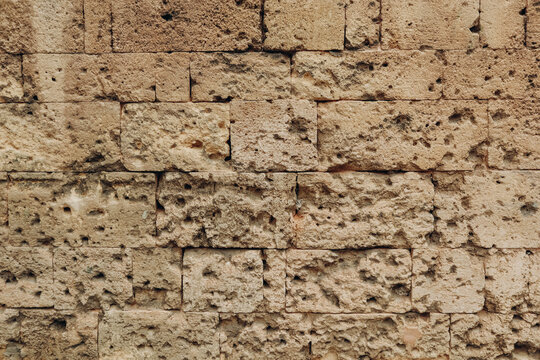 A wall in Beirut that bears traces of shots and explosions during the civil war