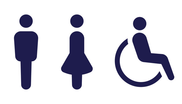 All gender restroom sign. Toilet line icon, linear style vector pictogram. WC gender symbol.