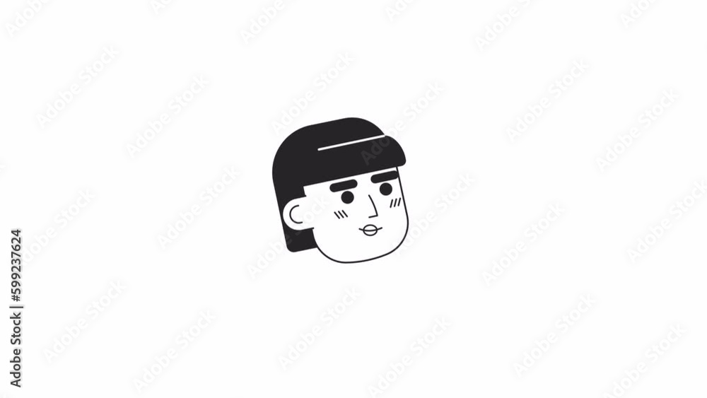 Poster satisfied clients bw icons animation. animated monochromatic flat character avatars on white with al