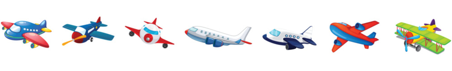 Set airplane icon. Aircrafts flat style - obrazy, fototapety, plakaty