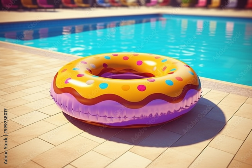 Aufkleber A colorful and playful inflatable pool toy, adding a fun touch to any pool party or backyard BBQ. Generative AI technology.
