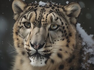 Stunning Snow Leopard Portrait, AI Generated Generative AI