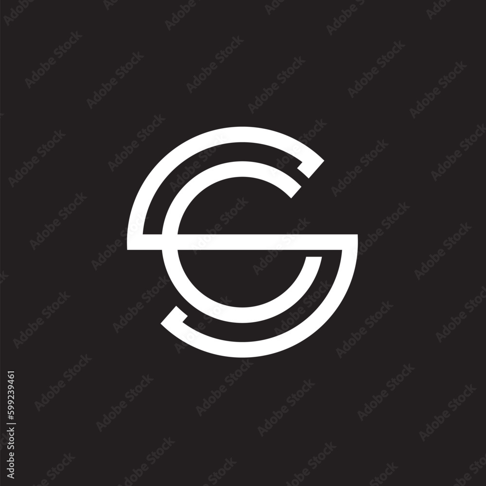 Wall mural initial letter se, es, e inside s, linked line circle shape logo, monogram black color