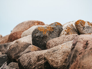 Nature of Latvia, pier with large stones