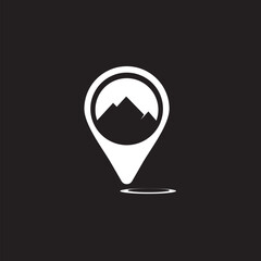 mountain with pin map location abstract logo vector symbol icon design graphic illustration , location mountain logo 