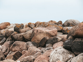 Nature of Latvia, pier with large stones