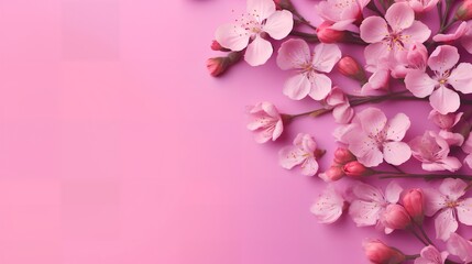Fototapeta na wymiar Pink Flowers on Pink Background, Image Ai Generated