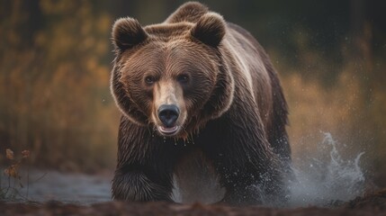Obraz na płótnie Canvas Captivating Wild Bear Encounter - AI Generated Generative AI