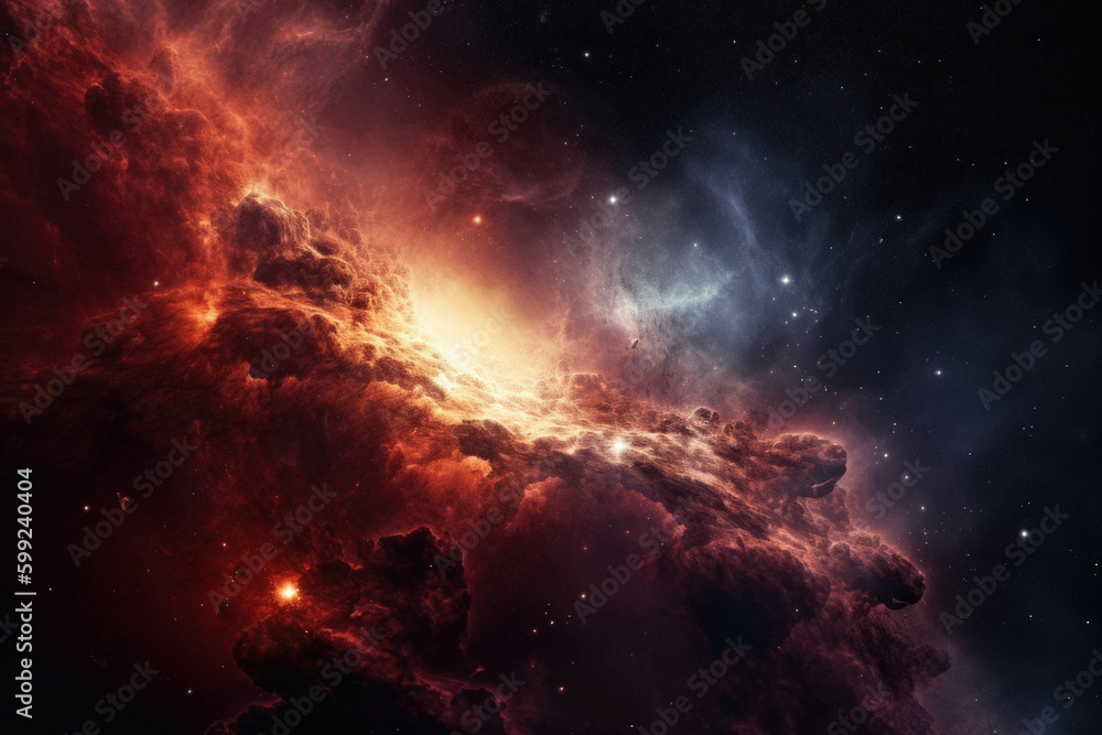 Canvas Prints outer space nebula red sky formation asteroid passing through the dust clouds