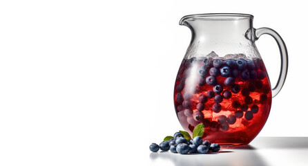Refreshing Summer Sangria. Colorful sangria with red fruits on white background, perfect for summer gatherings. Copy space for text. Beverage concept AI Generative
