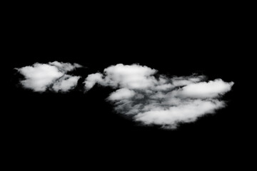 white fluffy clouds isolated on a black background, clipart