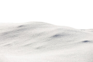 white snow in daylight, background, isolate on black background