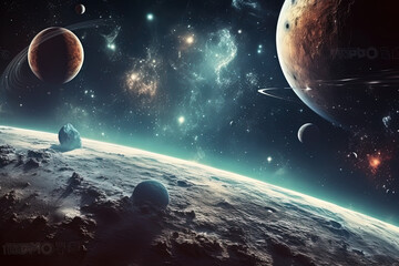 Space wallpaper banner background Stunning view  Generative Ai