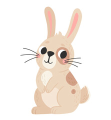 Icon of cute rabbit in cartoon style. Bunny pet silhouette. Hare and rabbit colorful illustration for childrens book, postcards and posters.