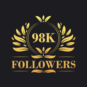 98K Followers celebration design. Luxurious 98K Followers logo for social media followers