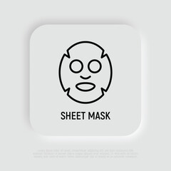 Facial sheet mask thin line icon. Modern vector illustration for beauty shop.