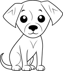 Dog vector illustration. Coloring book or page for children