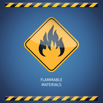 Flameable symbol of fire warning sign