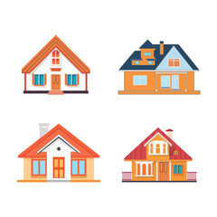 illustration of simple house vector set isolated on white background