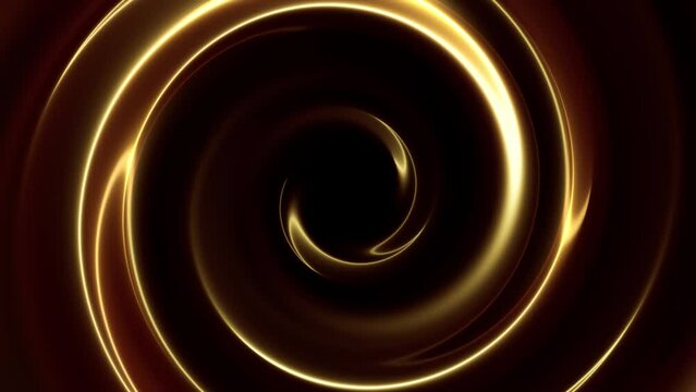 Beautiful luxury abstract golden glossy curve fabric. shiny reflect sparkling like metallic and moving circle spiral tunnel. for award ceremony event. Loopable.Loopable. Isolated Alpha Channel. LED.4K