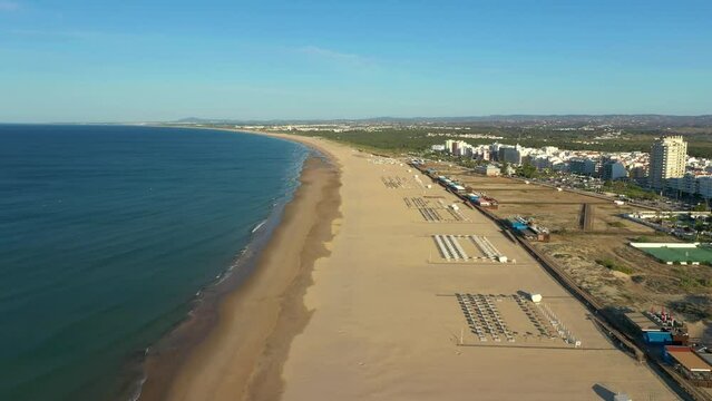 Aerial View Over Beach In Monte Gordo, Portugal