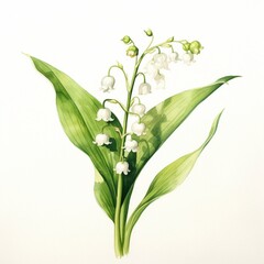 Fototapeta na wymiar Lily-of-the-Valley, water colour painting
