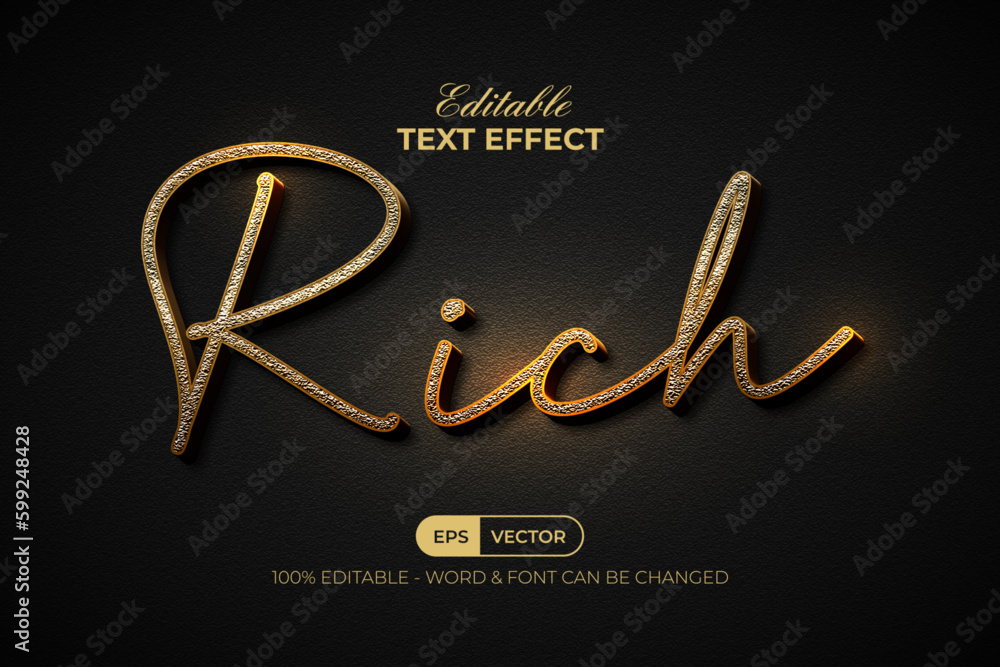 Poster rich text effect gold style. editable text effect.