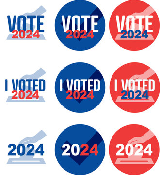 Stamps for vote 2024. Transparent background.