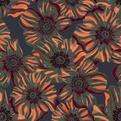 Pattern with red poppy flowers. Watercolor seamless pattern with wild red poppies. Red Poppies Seamless Pattern. Perfect for wallpapers, web page backgrounds, surface textures, textile.