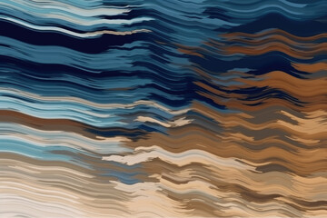 Obraz premium Distortion texture. Glitch art. Static defect. Beige brown blue color fuzzy wave noise artifacts texture abstract pattern illustration background