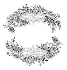 Floral frame. Lace vector illustration.