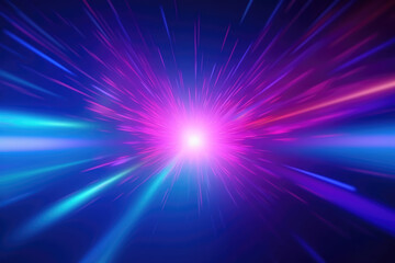 Defocused light flare. Fluorescent background. Futuristic radiance. Blur neon blue pink purple color gradient smooth glow reflection abstract wallpaper with free spac