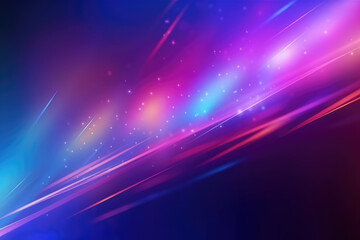 Defocused light flare. Fluorescent background. Futuristic radiance. Blur neon blue pink purple color gradient smooth glow reflection abstract wallpaper with free spac
