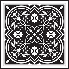 Vector monochrome square European ornament. Classic pattern of Ancient Greece, Roman Empire. Suitable for sandblasting, plotter and laser cutting.