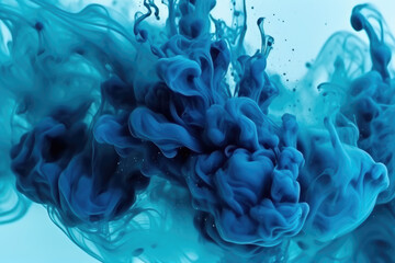 Fototapeta premium Shimmering fluid. Ink water. Sparkling wave. Magic blizzard. Blue color glowing glossy smoke cloud dust texture abstract art background