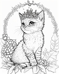 Cat coloring page ,eps file