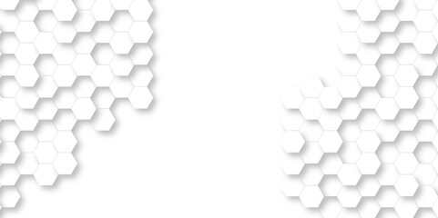  3d Hexagonal structure futuristic white background and Embossed Hexagon , honeycomb white Background ,light and shadow ,Vector.	