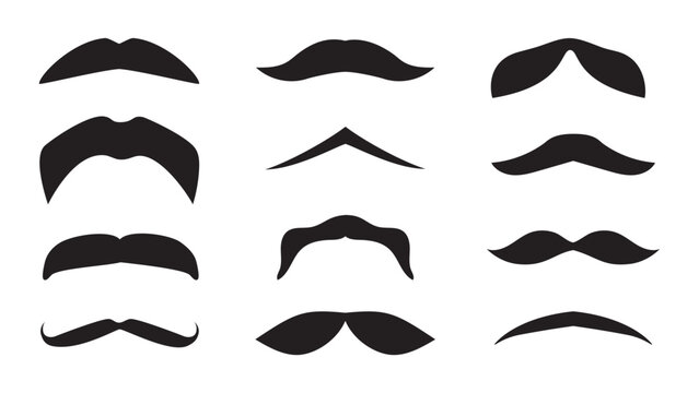 Black silhouettes mustaches set. vector illustration