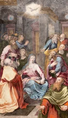 Fotobehang NAPLES, ITALY - APRIL 23, 2023: The fresco of  Pentecost in the church Chiesa di San Giovanni a Carbonara by unknown mannerist painter from years (1570 - 1575). © Renáta Sedmáková