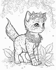 Cat coloring page ,eps file