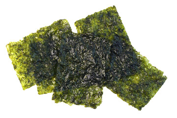 Sheet of dried seaweed or Dry japanese organic seaweed isolated. Png transparency - obrazy, fototapety, plakaty