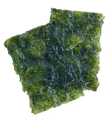 Sheet of dried seaweed or Dry japanese organic seaweed isolated. Png transparency