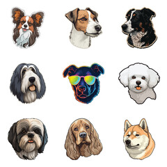 Obraz premium Dog Stickers Flat Icon Set Isolated On White Background