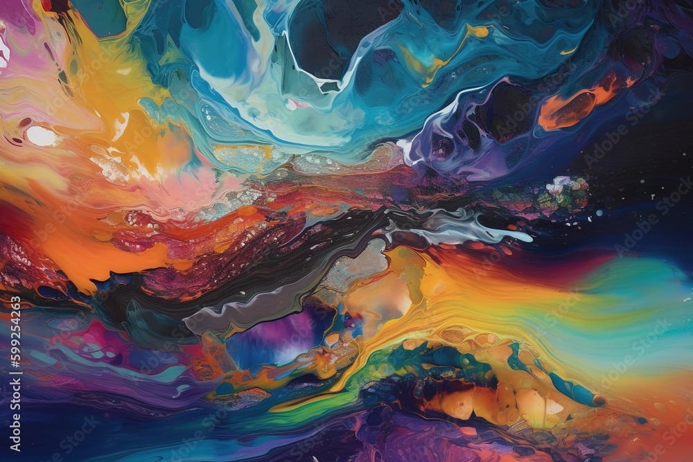 Poster a painting that is abstract and uses paint of several colors generative ai