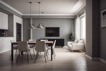 Naklejka na ściany i meble interior background room light wall lifestyle living furniture green chair floor stylish empty. Generative AI.