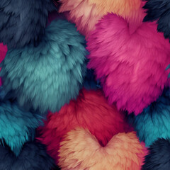 Obraz premium Fluffy hearts pattern
