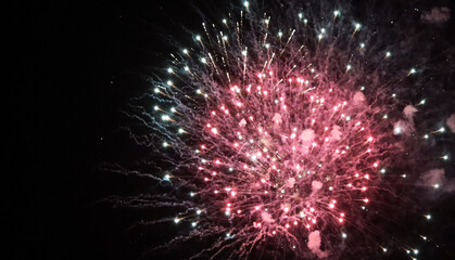 Fireworks close up photo. Fireworks light up the sky with dazzling display of various colors.